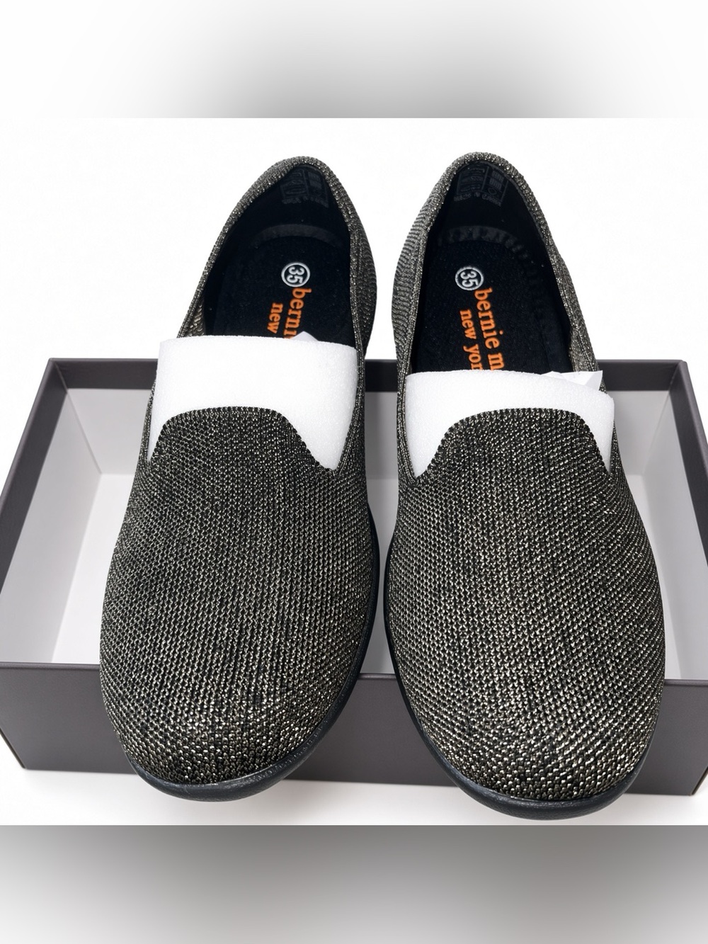 bernie mev. Petra Metallic Charcoal Slip-On Loafers Size EU 35 US 5 Kids 3.5 - 4